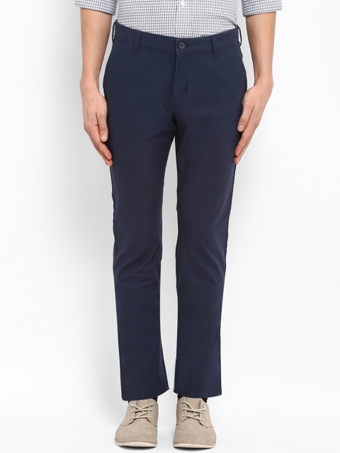 ColorPlus Men Blue Regular Fit Solid Regular Trousers