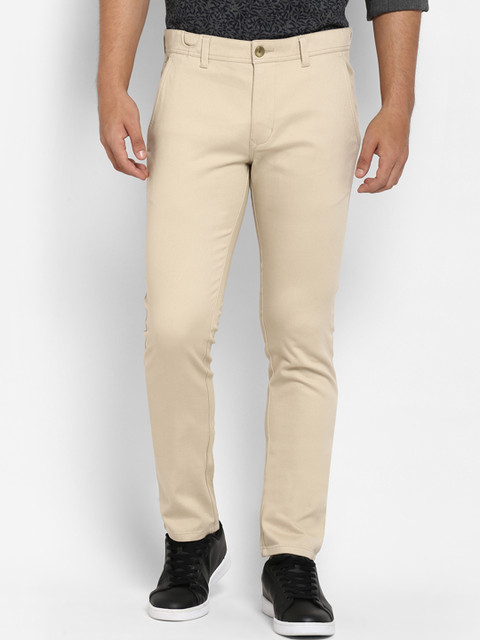 Parx Men Beige Slim Fit Solid Chinos 
Parx Men Beige Slim Fit Solid Chinos