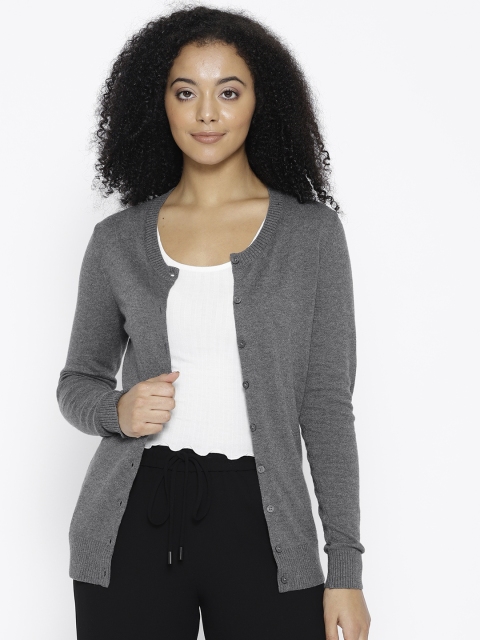 GAP Women Charcoal Solid Cardigan