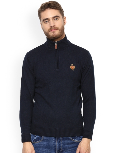 Red Tape Men Navy Blue Solid Pullover