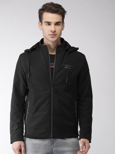 Fort Collins Men Black Solid Hooded Tailored Jacket
