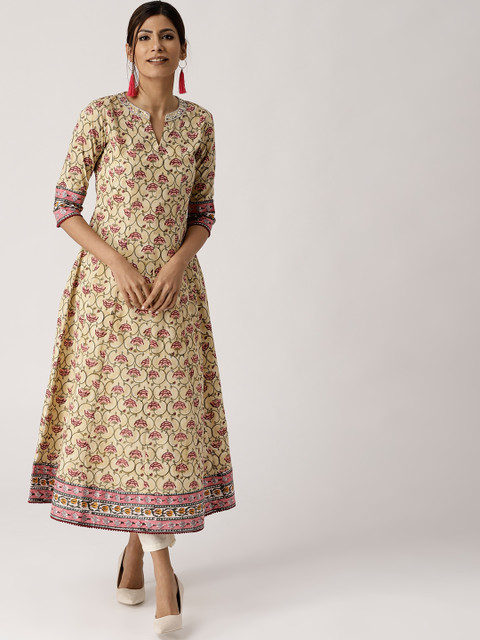 Libas Women Beige & Pink Printed Anarkali Kurta
Libas Women Beige & Pink Printed Anarkali Kurta