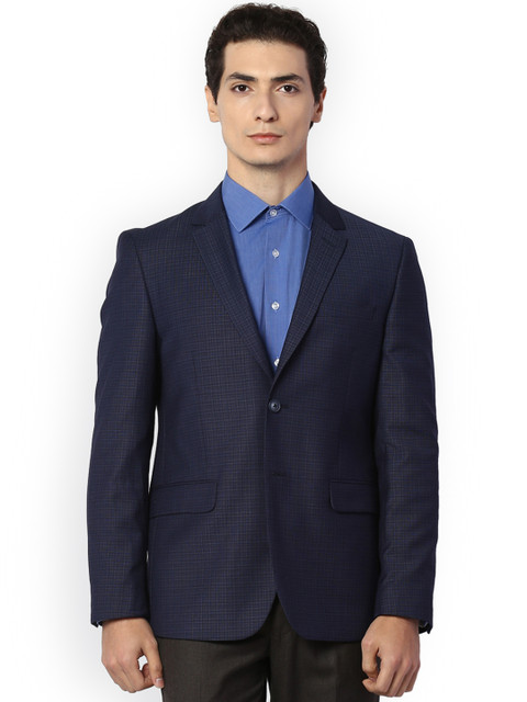 Van Heusen Men Navy Blue Checked Single-Breasted Slim Fit Formal Blazer
Van Heusen Men Navy Blue Checked Single-Breasted Slim Fit Formal Blazer