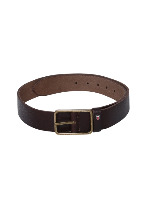 Louis Philippe Men Brown Solid Leather Belt