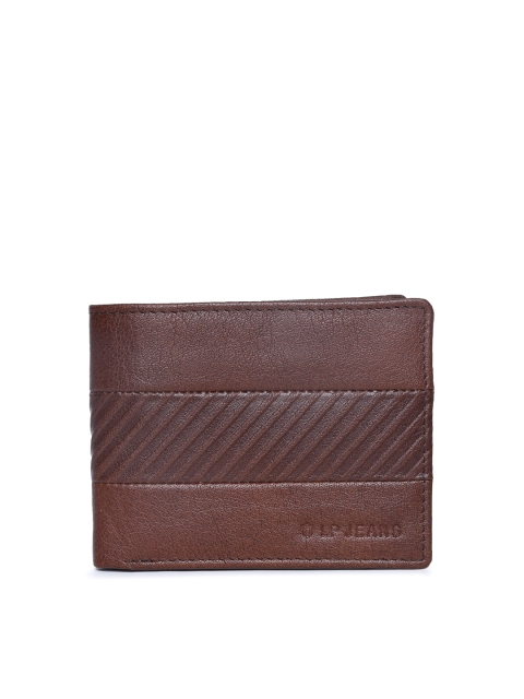Louis Philippe Men Tan Solid Two Fold Leather Wallet