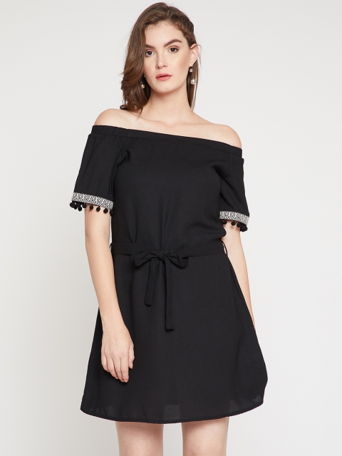 RARE Women Black Solid Fit and Flare Dress