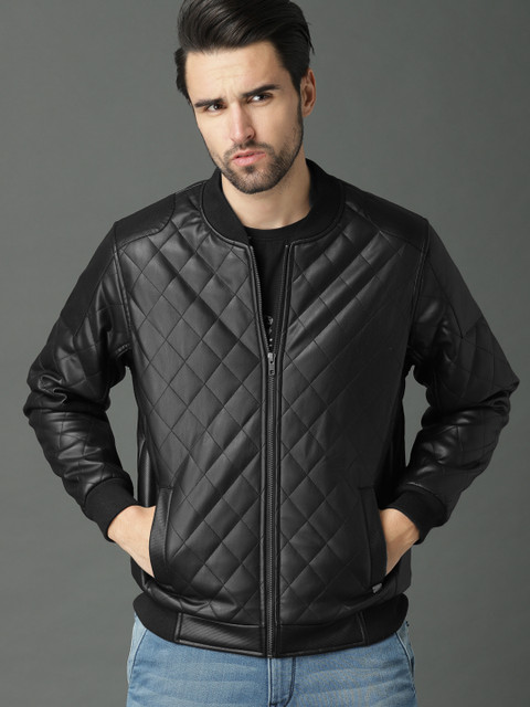 Roadster Men Black Solid Quilted Jacket 
Roadster Men Black Solid Quilted Jacket