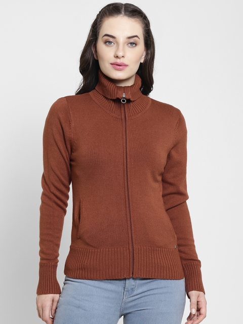 Madame Women Brown Solid Cardigan