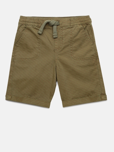 Juniors by Lifestyle Boys Olive Green Printed Regular Shorts