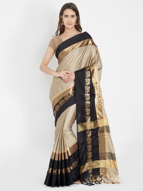 Rajesh Silk Mills Beige Solid Saree