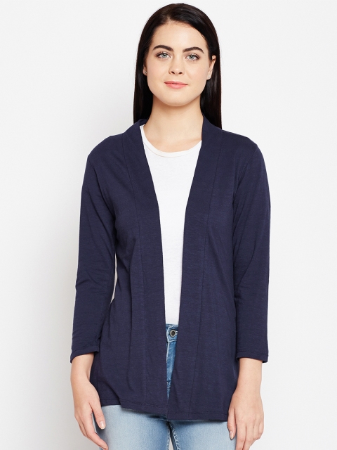 WISSTLER Navy Blue Self Design Open Front Shrug