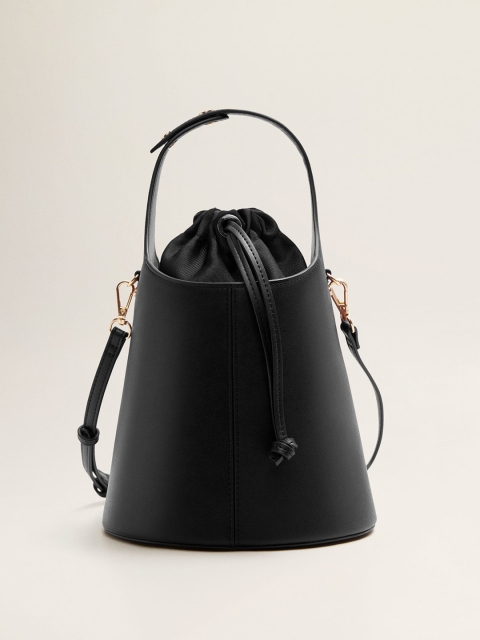 MANGO Black Solid Handheld Bag