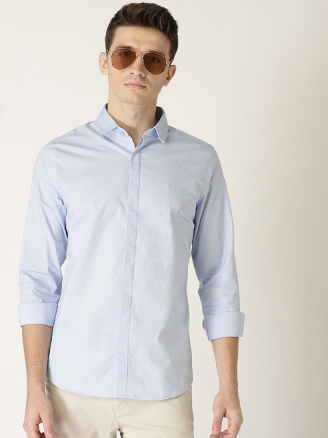 United Colors of Benetton Men Blue Solid Slim Fit Casual Shirt