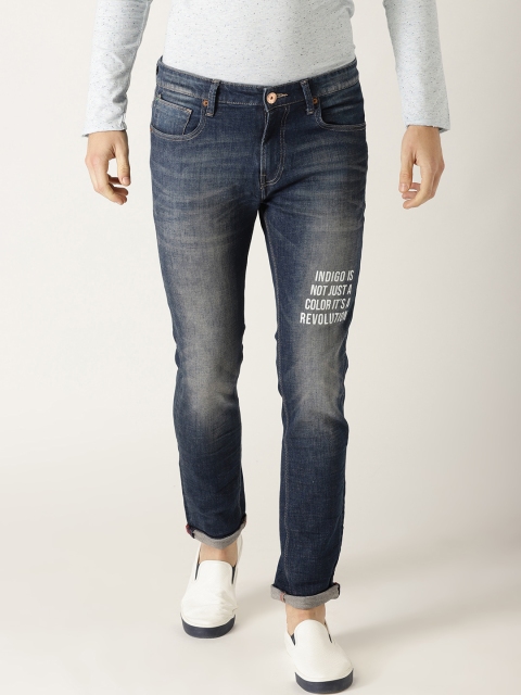 United Colors of Benetton Men Navy Blue Slim Fit Mid-Rise Clean Look Stretchable Jeans