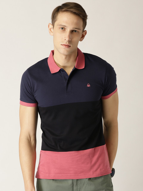 United Colors of Benetton Men Navy Blue & Pink Colourblocked Polo Collar T-shirt 
United Colors of Benetton Men Navy Blue & Pink Colourblocked Polo Collar T-shirt