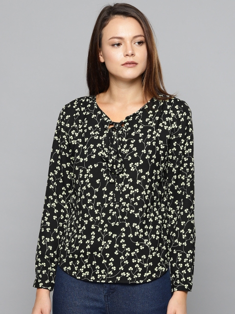 Chemistry Women Black Floral Printed Top