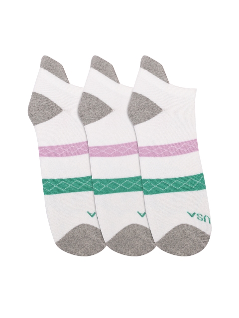 JUMP USA Men White & Grey Pack of 3 Ankle Length socks