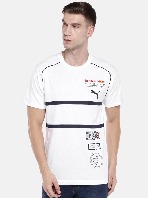 Puma Men White Printed RBR Speedcat Evo Round Neck T-shirt