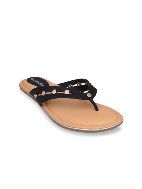 pelle albero Women Black Solid Open Toe Flats