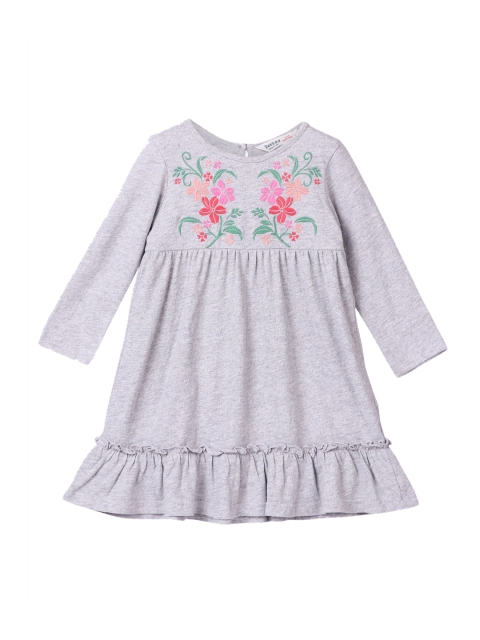 Beebay Girls Grey Printed Fit and Flare Dress