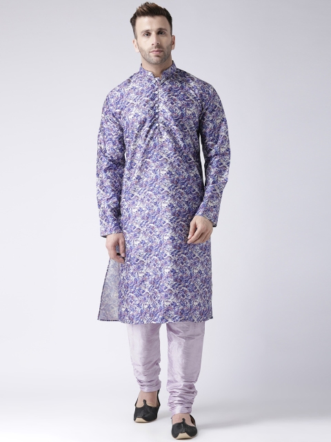 Hangup Men Purple Printed Kurta with Churidar
