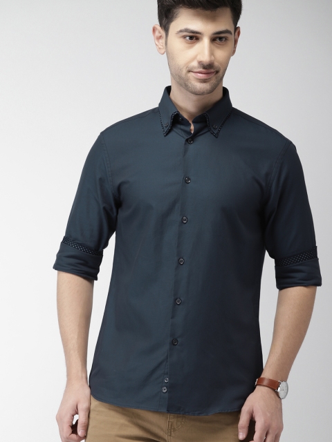 Celio Men Blue Slim Fit Solid Casual Shirt