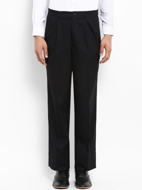 ColorPlus Men Black Regular Fit Solid Regular Trousers