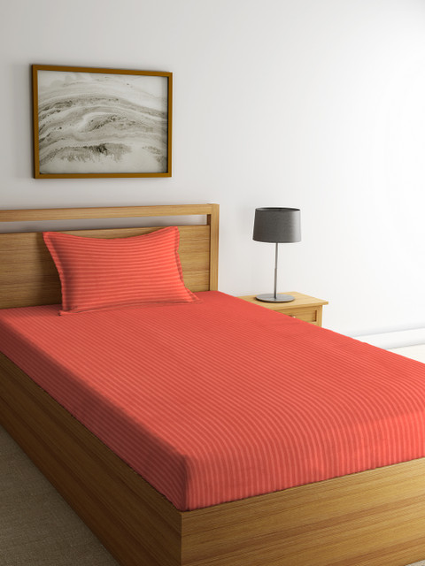 BIANCA Rust Brown Striped Flat 210 TC Cotton 1 Single Bedsheet with 1 Pillow Cover 
BIANCA Rust Brown Striped Flat 210 TC Cotton 1 Single Bedsheet with 1 Pillow Cover