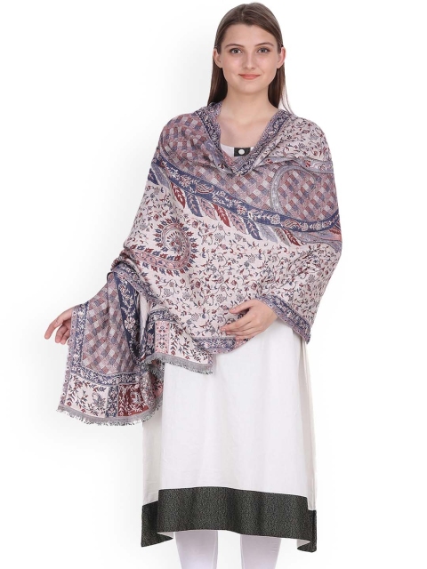 Anekaant Women Brown & Off White Woven Design Shawl