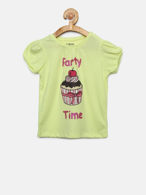 Juniors by Lifestyle Girls Yellow Printed Top
