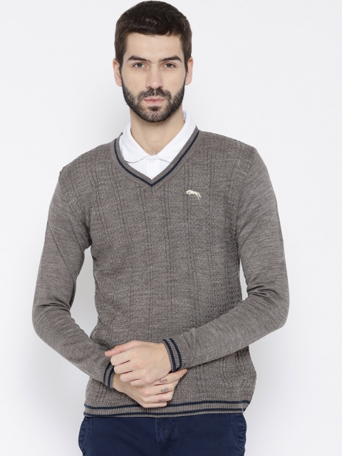 JUMP USA Men Grey Self-Design Pullover