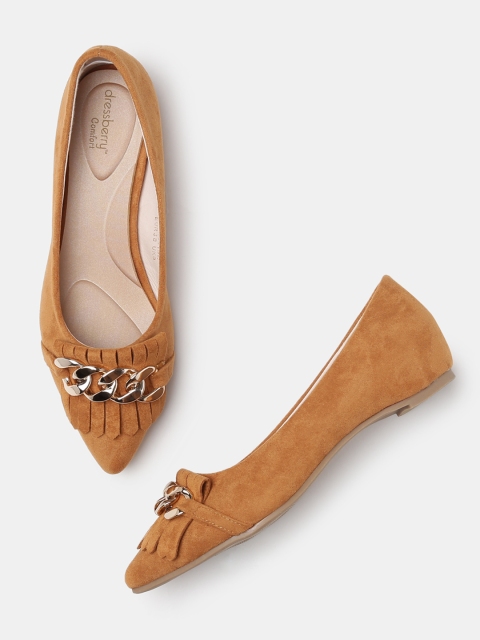 DressBerry Comfort Women Tan Brown Ballerinas