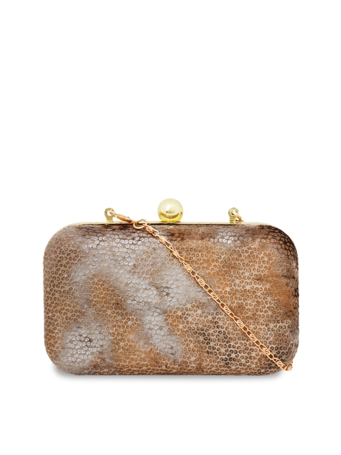 Berrypeckers Brown & Gold-Toned Textured Clutch