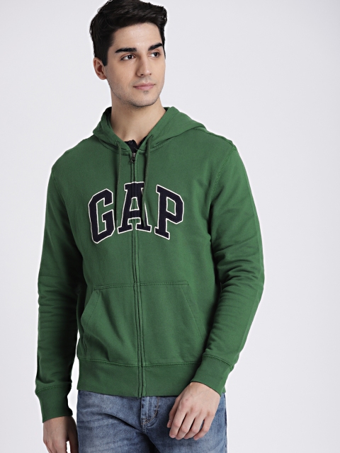 GAP Men's Green Fleece Logo Zip Hoodie