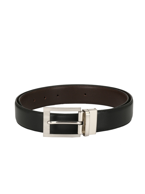 DENNISON Men Black & Brown Textured Reversible Belt