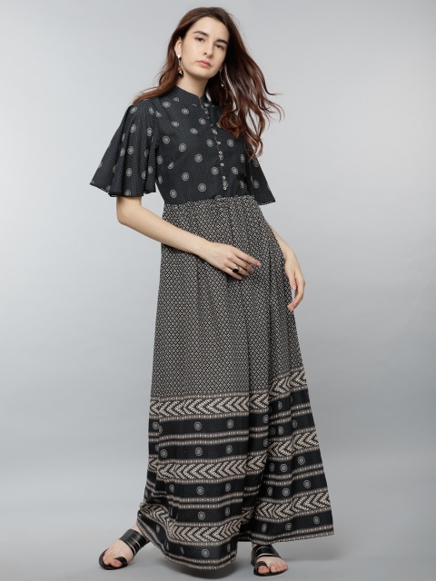 Vishudh Women Grey Printed Maxi Dress