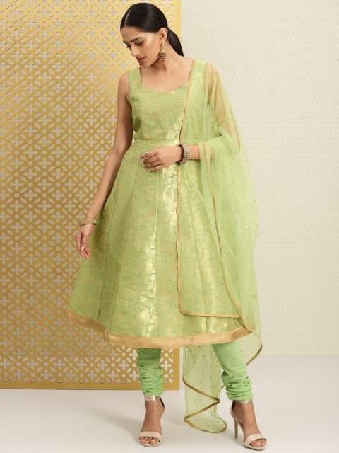 House of Pataudi Women Green & Gold-Coloured Brocade Kurta with Churidar & Dobby Dupatta
House of Pataudi Women Green & Gold-Coloured Brocade Kurta with Churidar & Dobby Dupatta