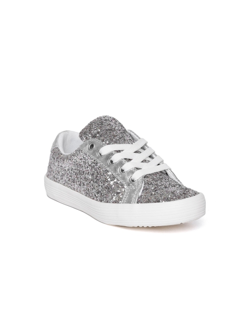 United Colors of Benetton Girls Silver-Toned Embellished Sneakers