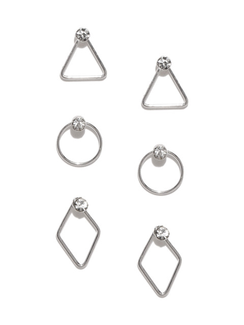 Accessorize Women Silver-Toned Set of 3 Geometric Studs 
Accessorize Women Silver-Toned Set of 3 Geometric Studs