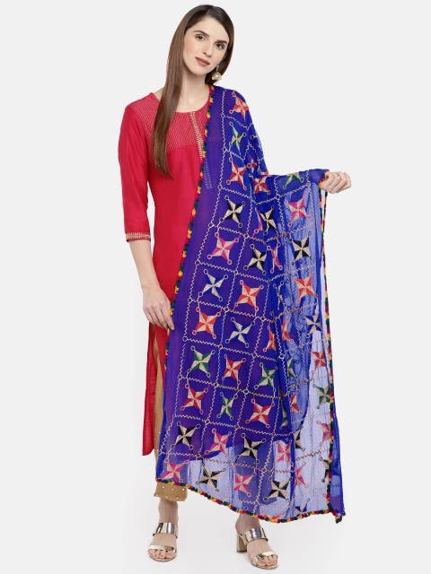 Dupatta Bazaar Blue Embroidered Dupatta