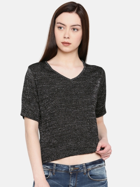 Jealous 21 Women Black Solid Knitted Top