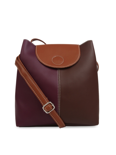 Toteteca Purple & Brown Colourblocked Sling Bag