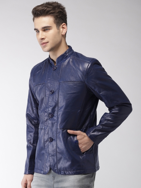 Fort Collins Men Navy Blue Solid Tailored Jacket