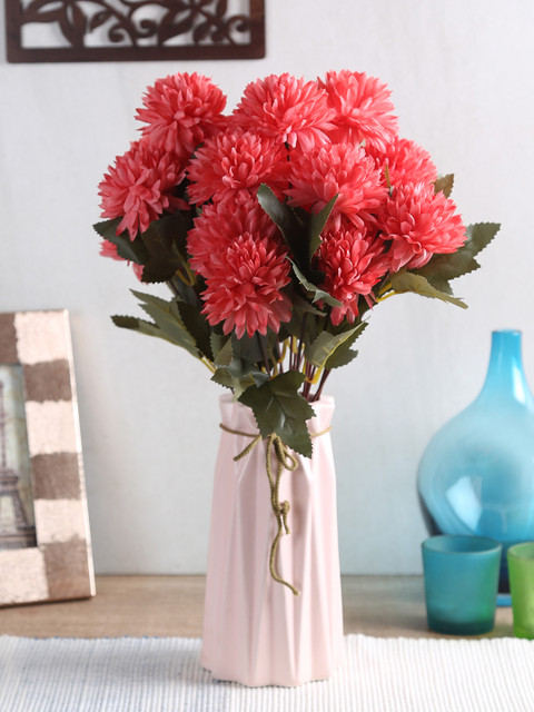 Fourwalls Peach Set of 4 Artificial Mini Chrysanthemum Ball Flower Bouquet Without Pot. 
Fourwalls Peach Set of 4 Artificial Mini Chrysanthemum Ball Flower Bouquet Without Pot.