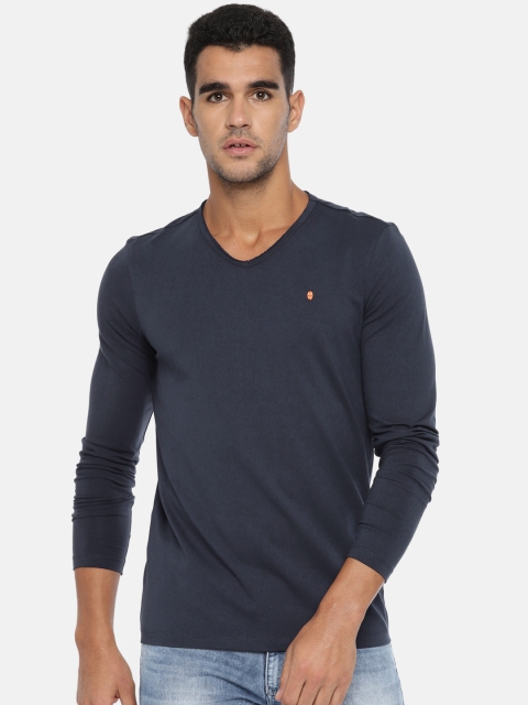 SPYKAR Men Navy Blue Solid T-shirt