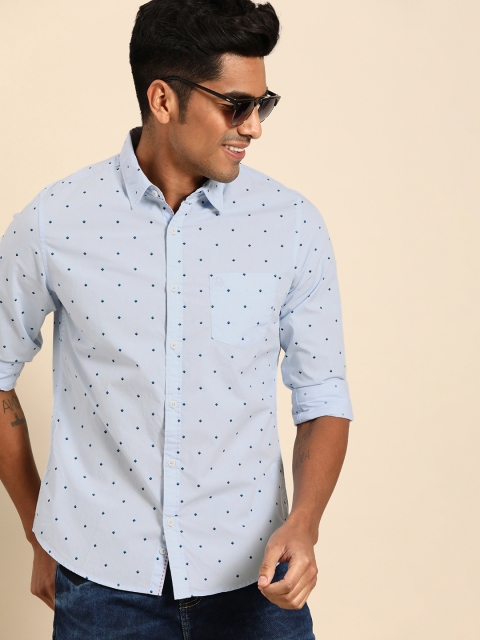 United Colors of Benetton Men Blue Slim Fit Printed Casual Shirt