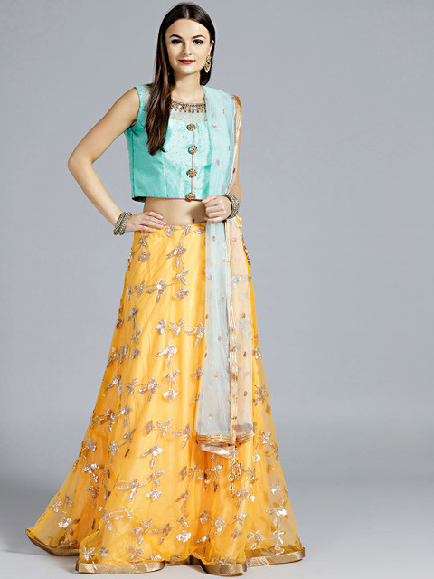 Chhabra 555 Sea Green & Mustard Yellow Made to Measure Lehenga Choli with Dupatta
Chhabra 555 Sea Green & Mustard Yellow Made to Measure Lehenga Choli with Dupatta