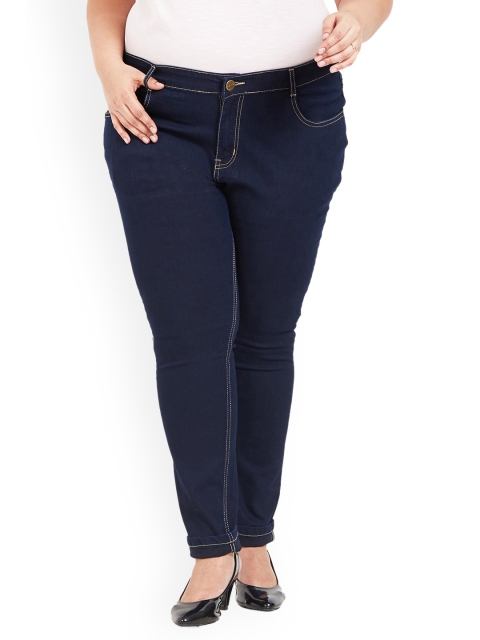 ZUSH Plus Size Women Navy Blue Regular Fit Mid-Rise Clean Look Stretchable Jeans