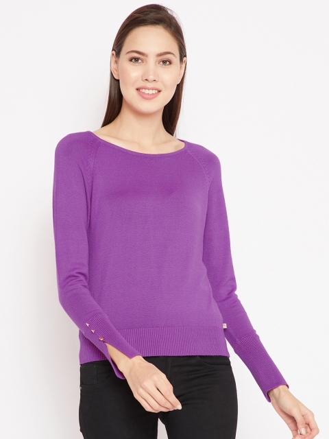Madame Women Purple Solid Pullover