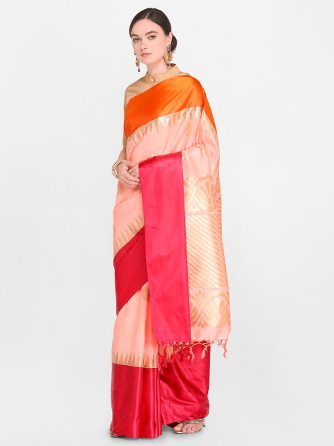Varkala Silk Sarees Peach-Coloured & Orange Silk Blend Woven Design Kanjeevaram Saree
Varkala Silk Sarees Peach-Coloured & Orange Silk Blend Woven Design Kanjeevaram Saree